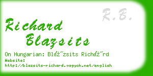 richard blazsits business card